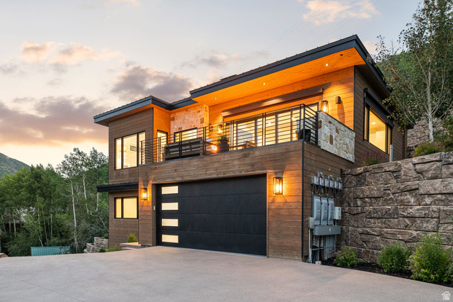 1400 Weber Wild Road Oakley, UT 84055 - Photo 3 of 55 Modern facade featuring wood-finish siding and stone accents