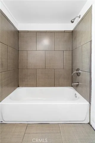 a bathroom with a bathtub