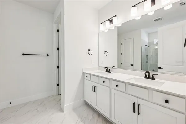 a bathroom with a shower