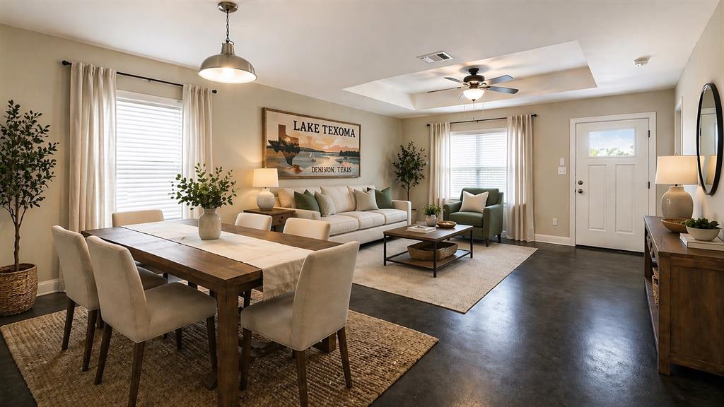 212 East Walker Street Denison, TX 75021 - Photo 3 of 12 Open-concept living and dining area.