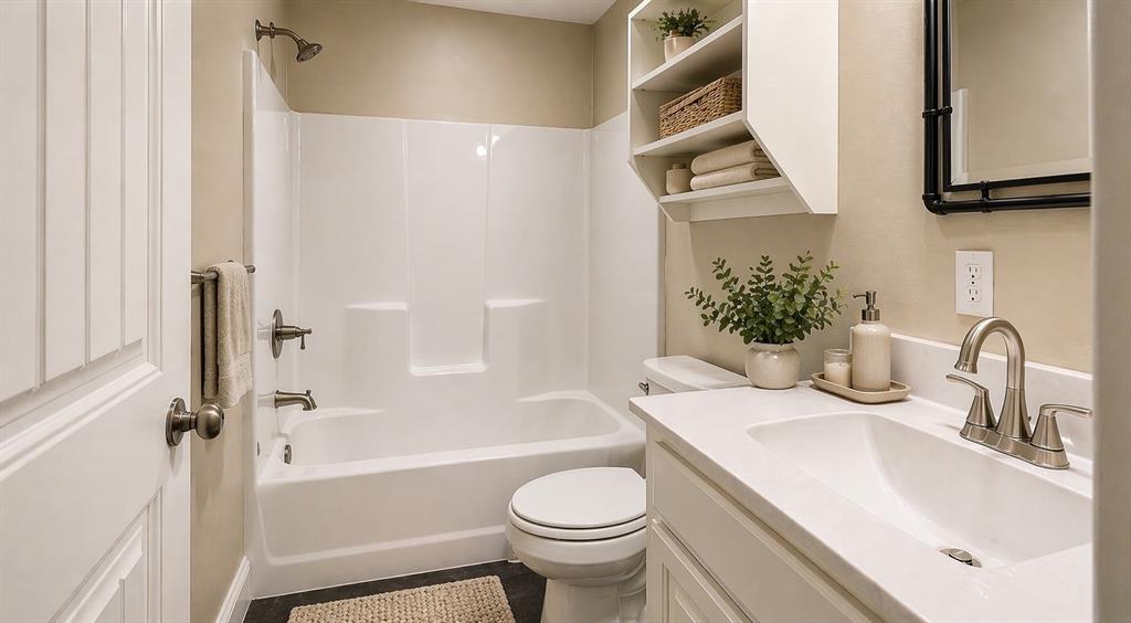 212 East Walker Street Denison, TX 75021 - Photo 10 of 12 Guest bathroom. Furniture shown is for illustrative purposes only (virtual staging)