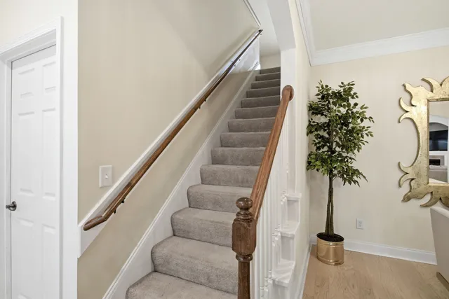a view of entryway with wooden floor