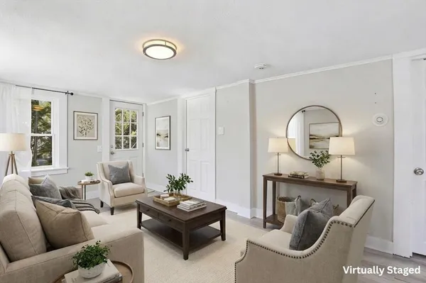 a living room with furniture