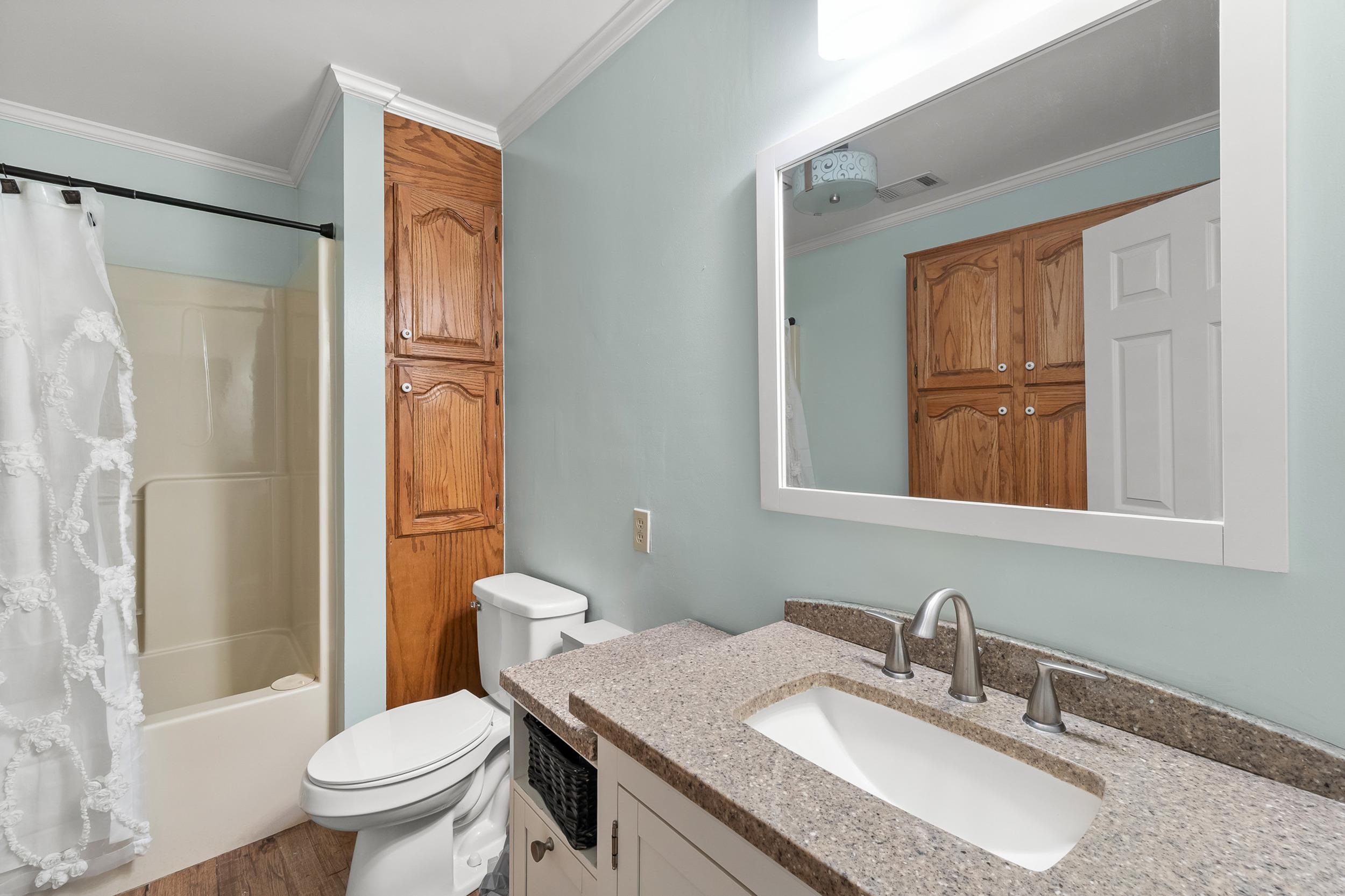 49 Cr 178 Road Iuka, MS 38852 - Photo 19 of 32 a bathroom with a granite countertop sink toilet and shower