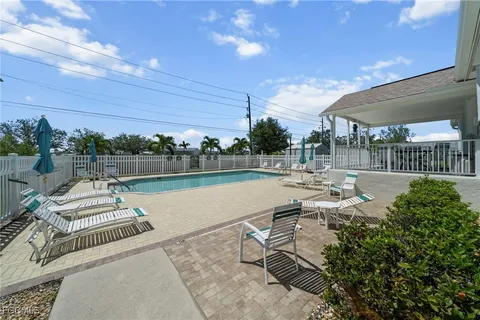 a garden view with a seating space