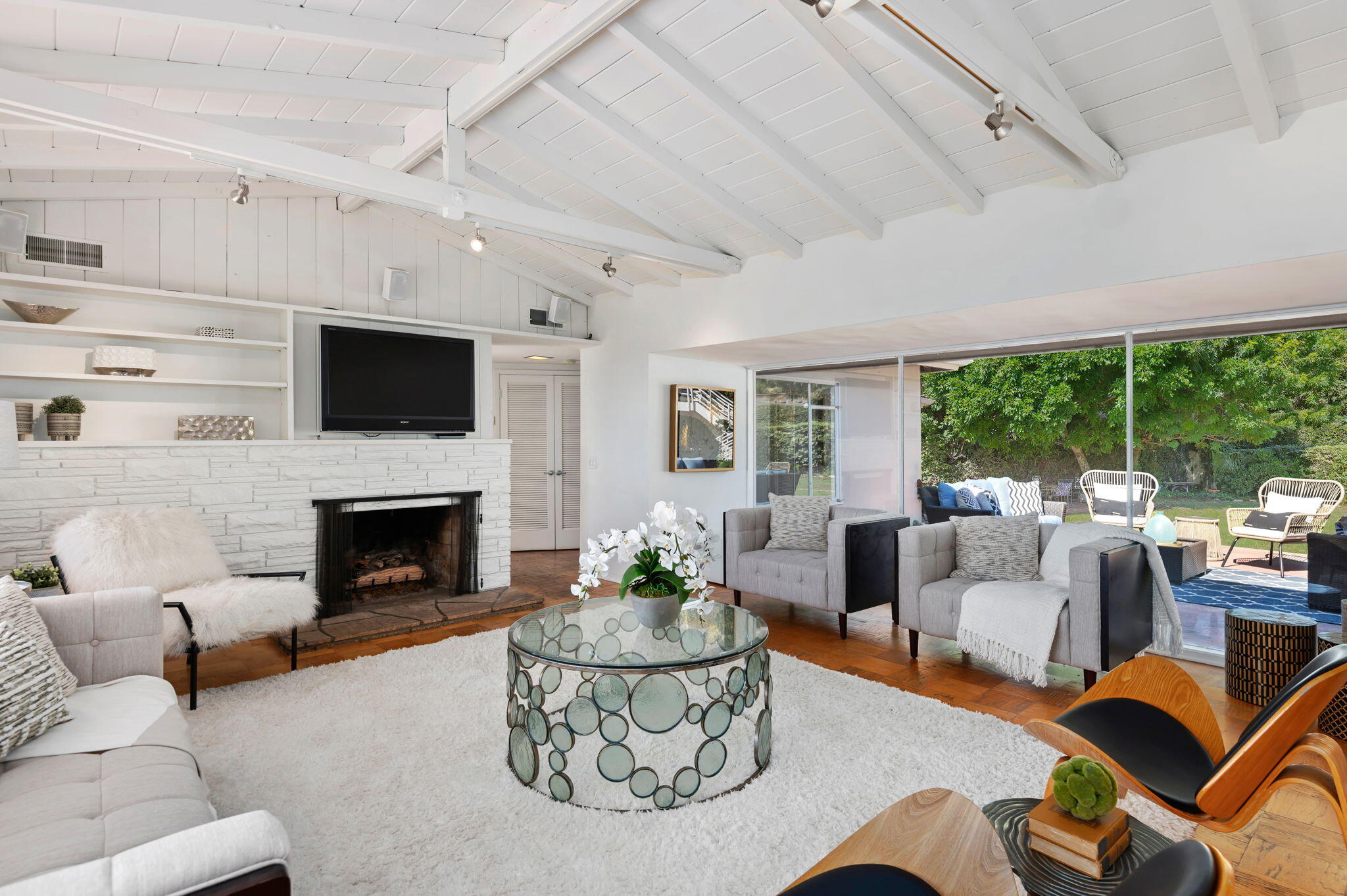 920 Jimeno Road Santa Barbara, CA 93103 - Photo 10 of 48 Living fireplace and yard