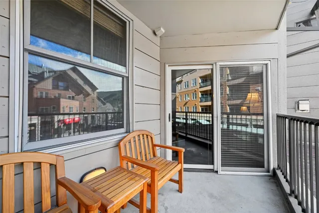 a balcony with water view