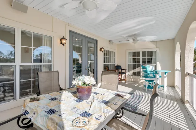 a view of a dining room and wooden floor