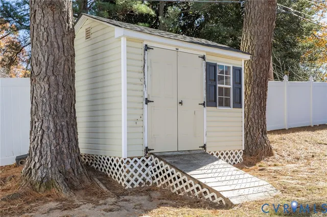 a view of a wooden house
