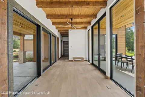 a view of porch with seating space