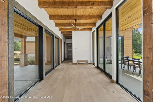 a view of porch with seating space