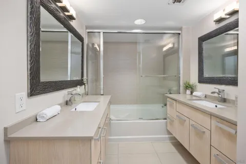 a view of a room with a window