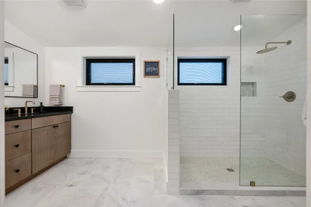a bathroom with a shower