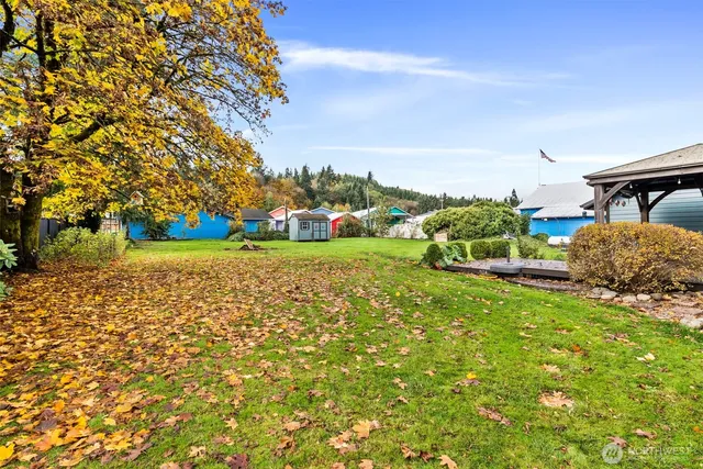 a view of a house with backyard