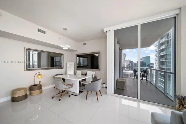 a living room with furniture