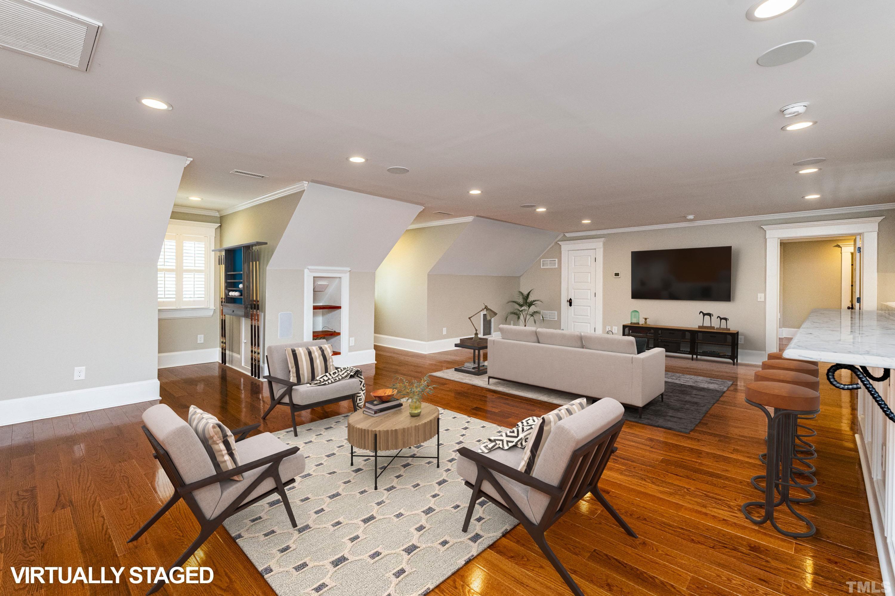 208 Ashe Avenue Raleigh, NC 27605 - Photo 35 of 66 a living room with furniture and a flat screen tv
