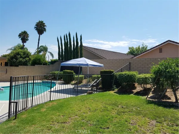a view of a backyard with a garden and plants