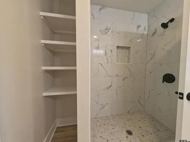 a bathroom with a shower
