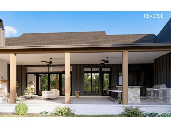 a view of house with outdoor space and swimming pool