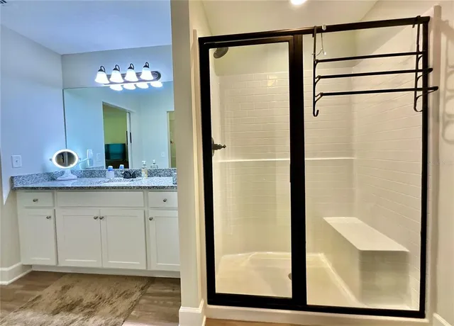 a kitchen with appliances and cabinets