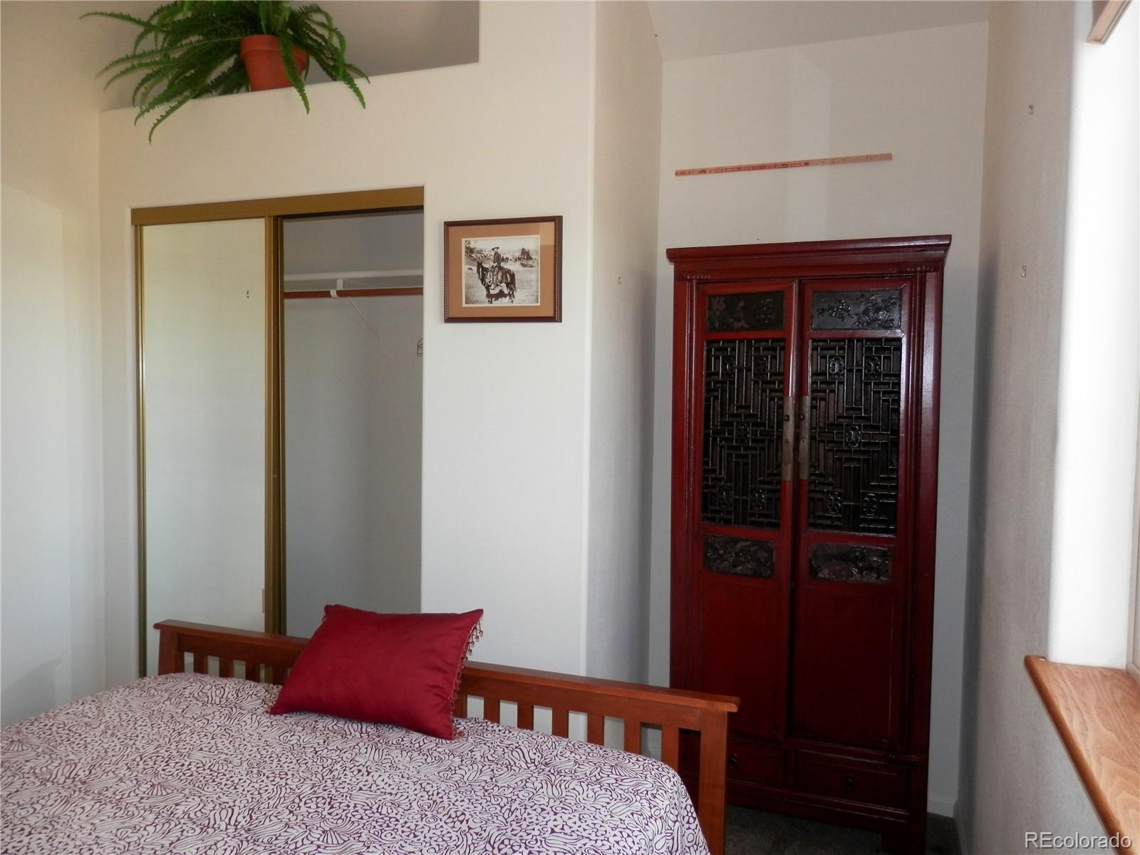4469 Ranch Road Hartsel, CO 80449 - Photo 10 of 40 a bedroom with a bed and a potted plant