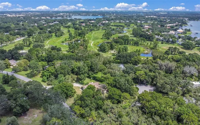 an aerial view of a houses with a lush green hillside