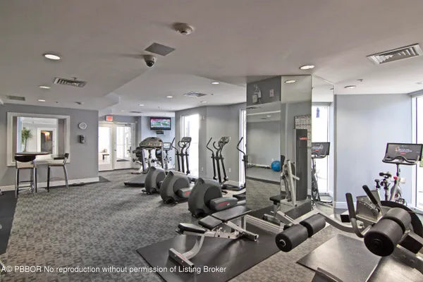 a view of a room with gym equipment