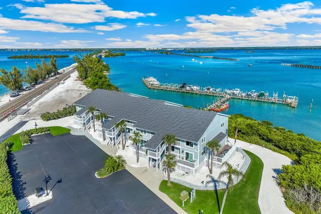 an aerial view of a house with a garden