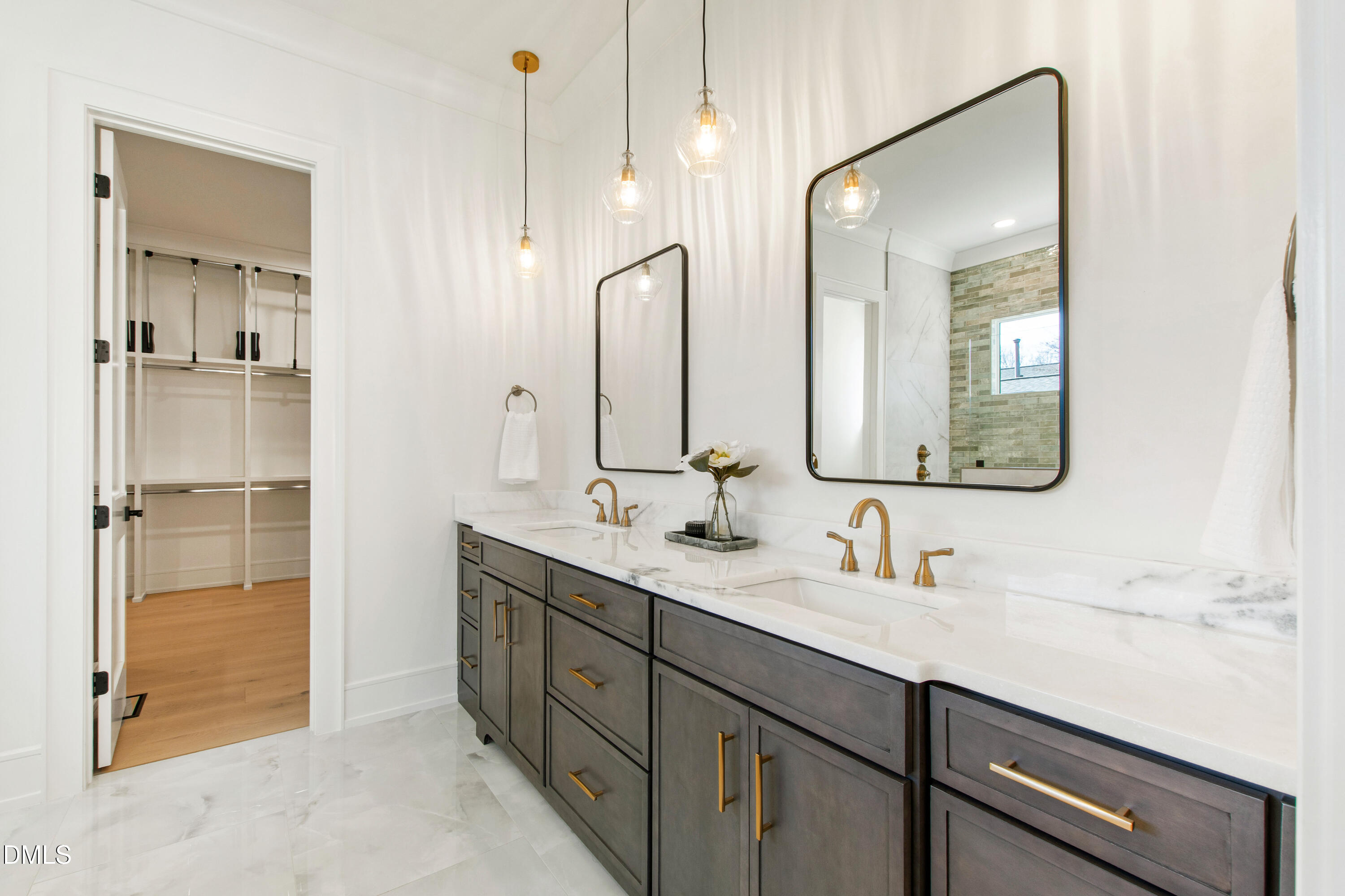 405 Latimer Road Raleigh, NC 27609 - Photo 35 of 100 a bathroom with a double vanity sink mirror and shower