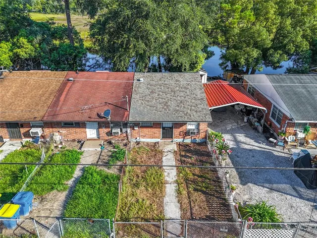 an aerial view of a house