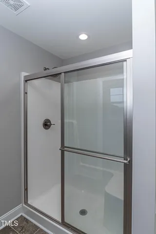 a bathroom with a bathtub