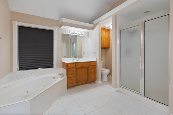 a bathroom with a bathtub sink and mirror