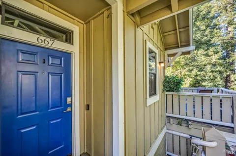 a view of a wooden door