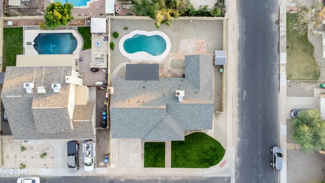 an aerial view of a house