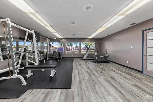 a view of a room with gym equipment