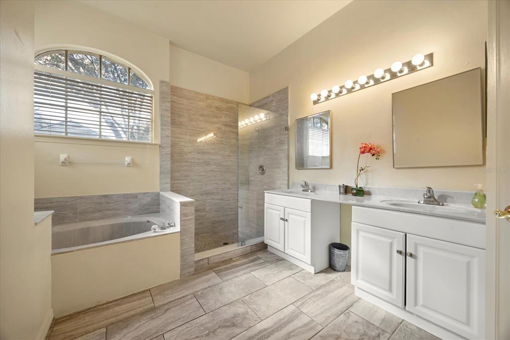 220 Wimbledon Circle Lake Mary, FL 32746 - Photo 21 of 38 a bathroom with a tub sink and mirror