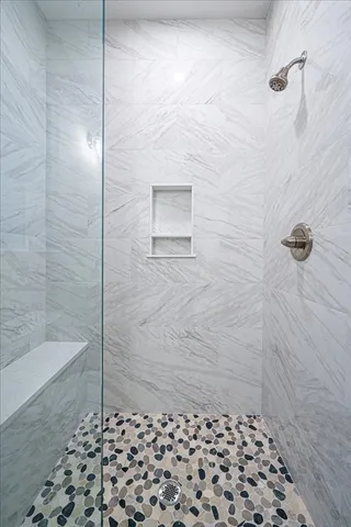 a bathroom with a shower