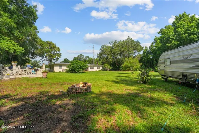 a view of a golf course with a garden