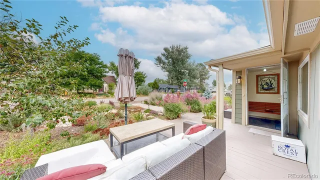 a view of an outdoor sitting area