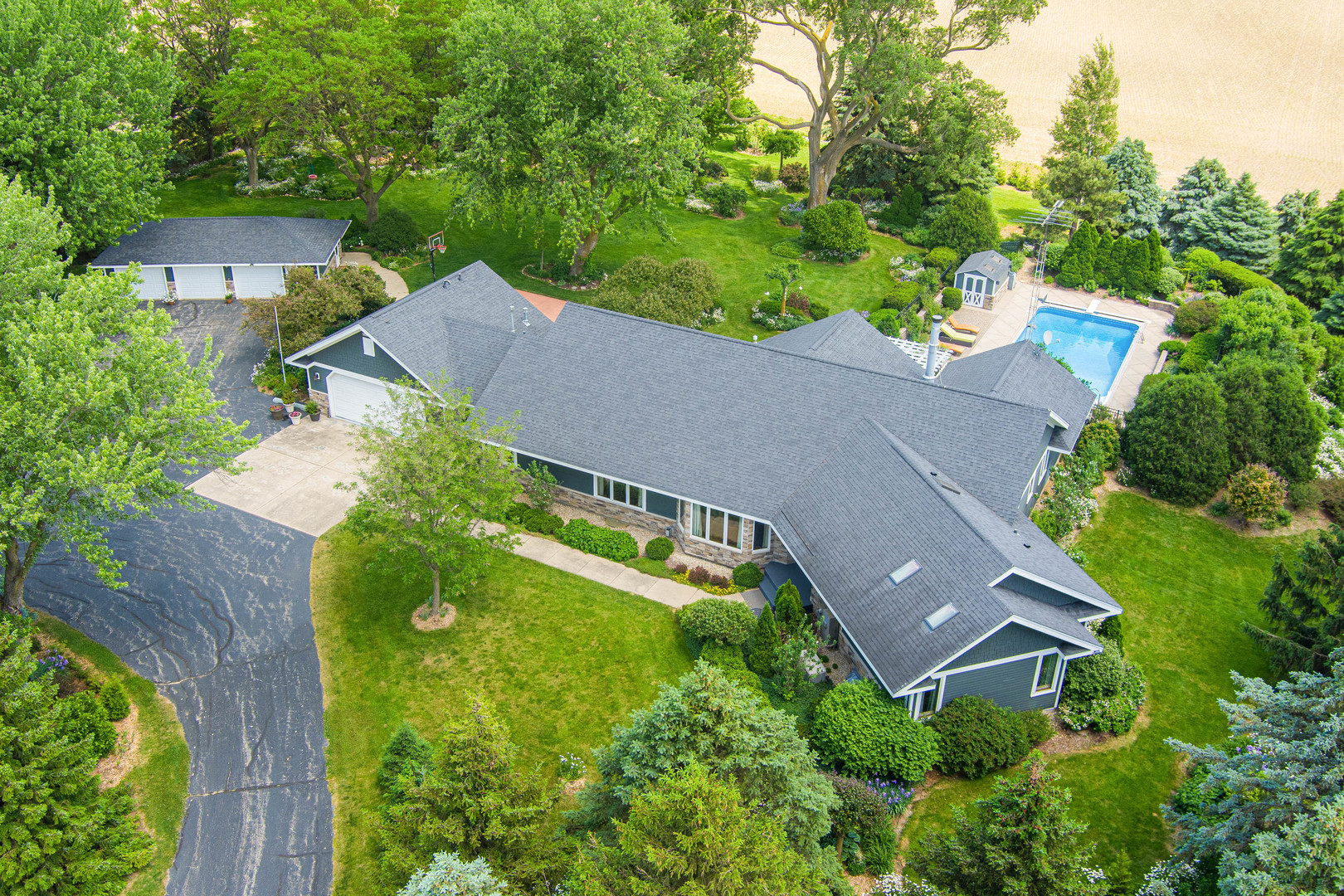 1N409 County Line Road Maple Park, IL 60151 - Photo 109 of 125 an aerial view of house with yard swimming pool and outdoor seating