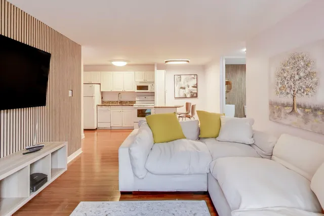 a view of a terrace with seating area