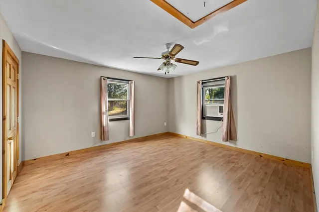 a view of a livingroom with a window