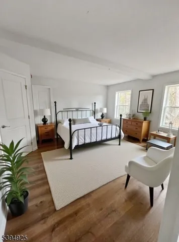 a living room with furniture and a potted plant on table