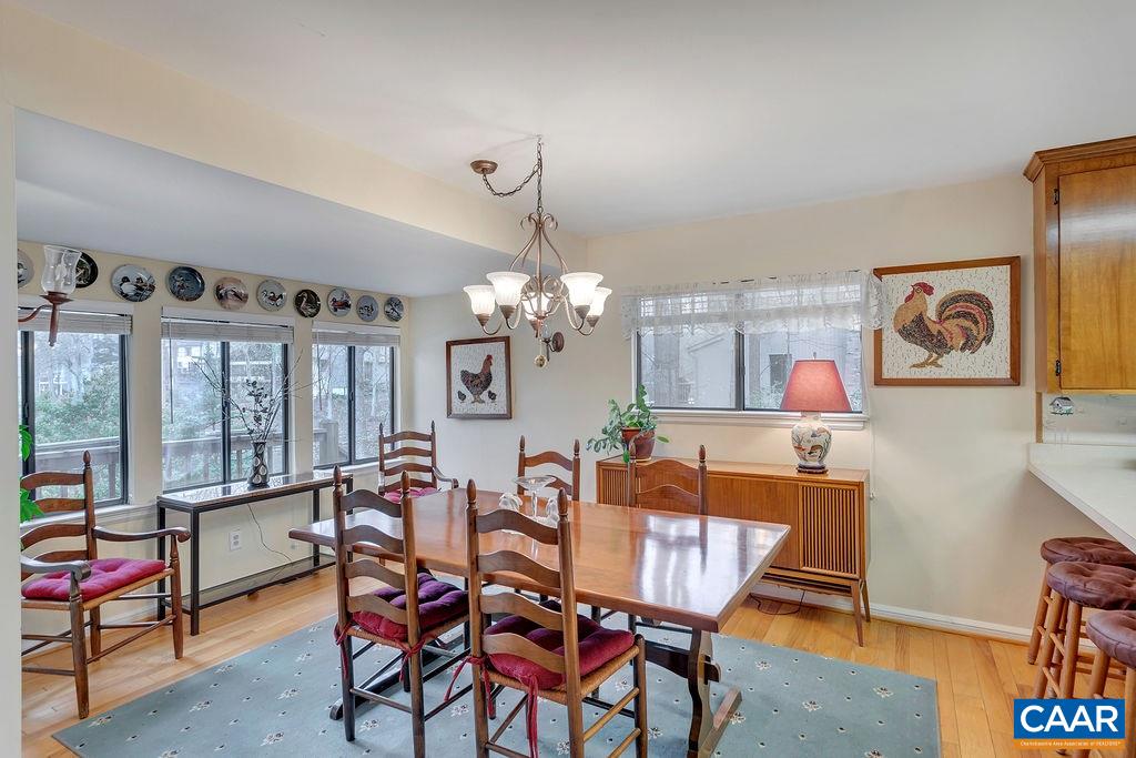 3 Laguna Road Palmyra, VA 22963 - Photo 10 of 39 a view of a dining room with furniture a chandelier and wooden floor