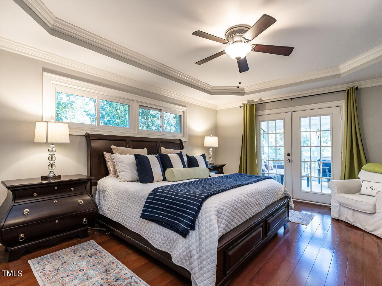 2705 Rothgeb Drive Raleigh, NC 27609 - Photo 19 of 35 Unbelievable primary suite with tray ceiling and hardwood floors. King size bed fits perfectly!