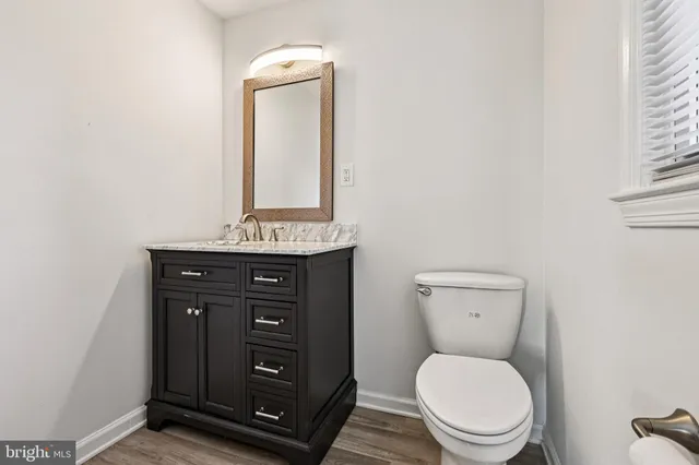 a bathroom with a toilet a sink and mirror