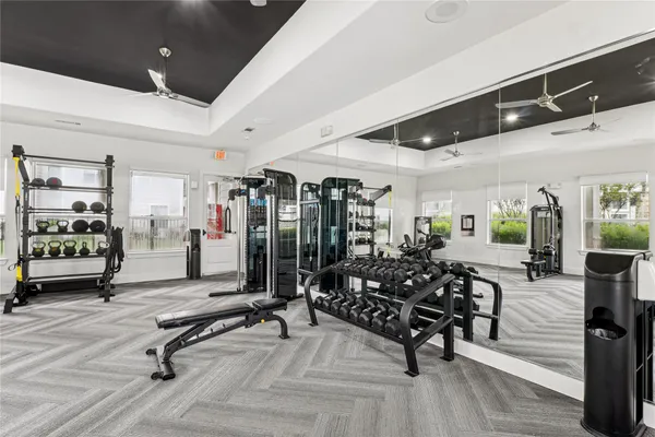 a view of a room with gym equipment