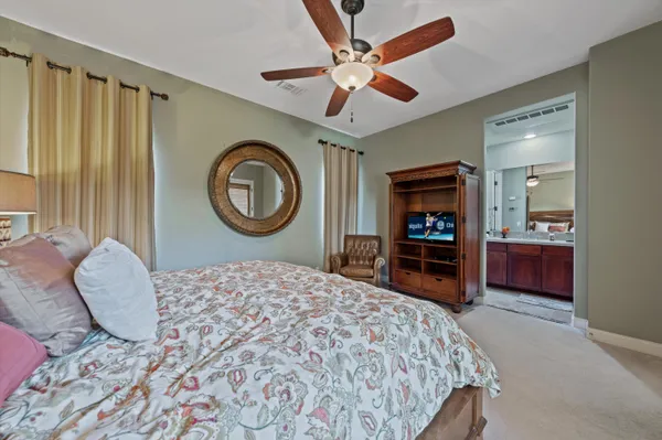 an aerial view of a house with a garden