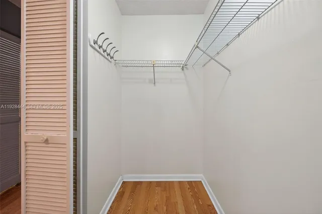 a view of a room with racks on the wall