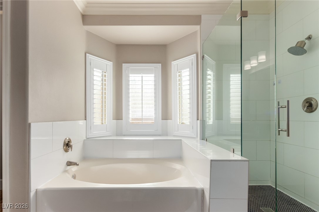 264 Pointe Ranier Avenue Henderson, NV 89012 - Photo 20 of 47 Bathroom with a shower stall and a bath